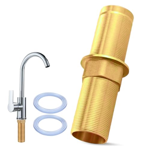 Wasserhahn Schlauch Verlängerung, Wasserhahn Verlängerte Kit 31.5x100mm Messing Befestigung Wasserhahnverlängerung Aufsatz mit Kupfermutter 2 Gummidichtungen