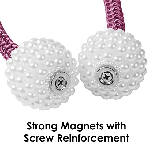 Image of Curtain Tiebacks with Magnetic Balls with Nylon Rope Size 40 CM (Purple, (2 Pair, 4 Pc)