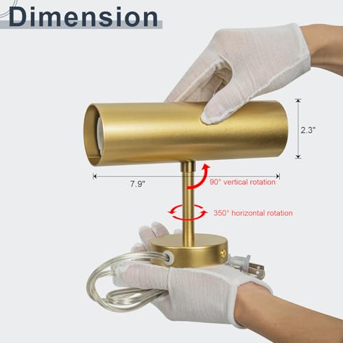 Image of Gold Plug in Wall Sconce Set of 2, Modern Swing Arms Wall Lamp with Cord Wall Light for Bedroom Living Room (Bulb Included)