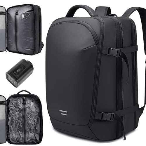 TANGCOLR Vacuum Travel Backpack with Pump for Men Women 40L Expandable Vacpack Laptop Backpack Flight Approved with Vacuum Compression System