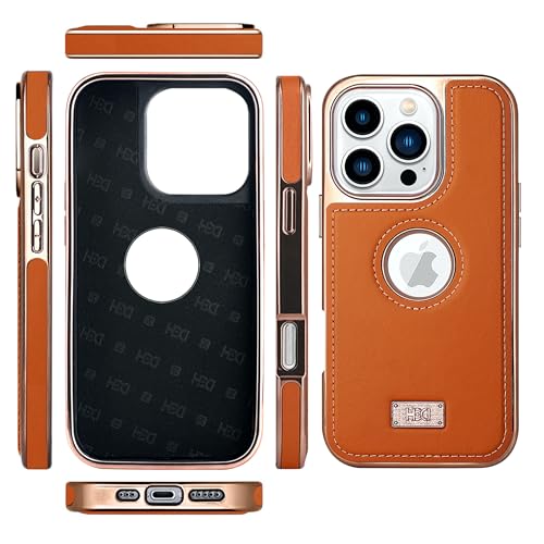 Image of BOUNCEBACK Faux Leather Electroplated Logo Cut Back Case /Cover for iPhone 16 Pro - Brown