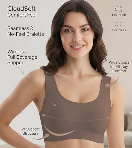 Image of DClub Comfort Revolution Seamless Bra Easy lite Full-Coverage Wireless Everyday Bra with CloudSoft Comfort with Removable Pad.