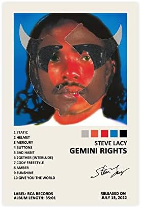YEZLH Steve Poster Lacy Gemini Rights Music Album Cover Signed Limited Edition Canvas Poster Wall Art Decor Print Picture Paintings for Living Room Bedroom Decoration Unframe: 16x24inch(40x60cm)
