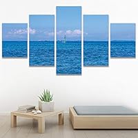 SIGNWIN 5 Panel Canvas Wall Art Modern Art Beach Coastal Multicolor Photography Relax/Calm Romantics for Home Decorations Ready to Hang - 60