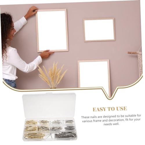 Image of DOITOOL Assorted Wall Nails 400pcs Picture Hanging Nails Iron Hardware Easy Install for Wall Decor