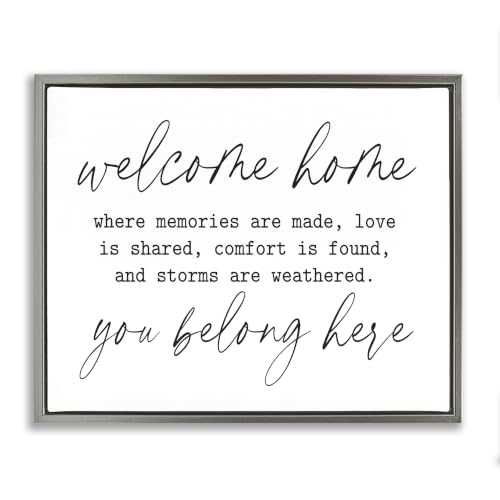 Welcome Home Family Belonging Quote, 17 x 21 Inch Canvas in Floater Frame