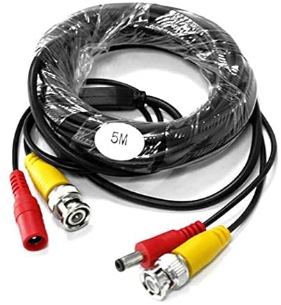 Cavo BNC Video+Alimentazione 5m Per Telecamere Sicurezza - Plug & Play, Set Nero