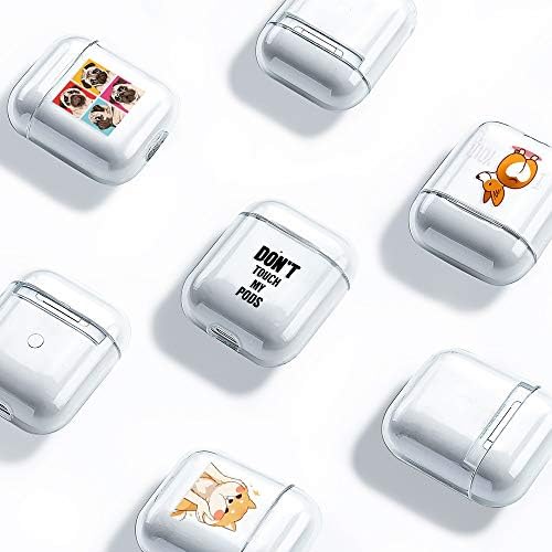 AKABEILA Airpods Case Cover, Compatible for Apple Airpods 2nd Generation Case Silicone Clear Design for AirPods 1st [Front LED Visible & Wireless Charging] Women Transparent Cute, Don't touch my pods