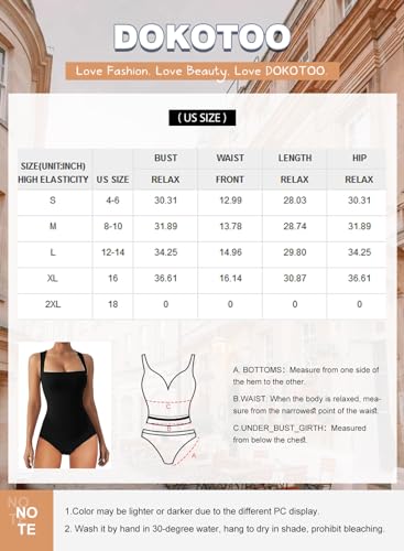 Dokotoo Womens Summer One Piece Swimsuits Square Neck Removable Pads Swimwear Bathing Suits,Wisteria Medium thumb #4