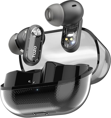 TOZO Crystal Pods Hybrid Active Noise Cancelling Earbuds, 38dB ANC Wireless Earbuds, AI-Enhanced Dual Mics for Clear Calls, Deep Bass, 35H Playtime, IPX5 Waterproof, Bluetooth 5.4, with App Custom EQ option
