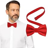 Bow Tie for Men Polyester Solid Pretied Bowties Adjustable Tuxedos Bowtie for Weddings & Groom’s Gift – Bow Ties for Women (1, Red)
