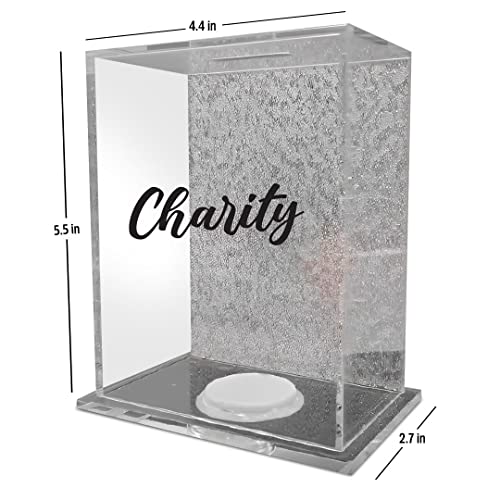 Boîte caritative transparente en Lucite avec fond argenté chic - 4