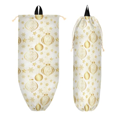 Outdoor-Tasche mit Kordelzug und Reißverschlusstaschen, für Damen, Shopping, Reisen, goldenes luxuriöses Weihnachtsmuster, nahtloses Muster