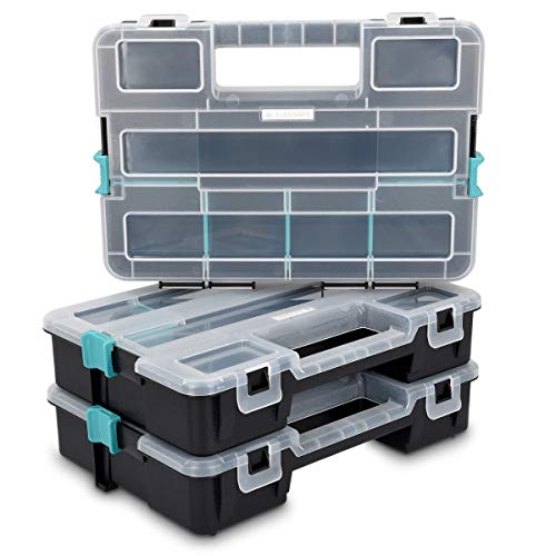 Navaris Kleinteile Organizer Sortierkasten dreistöckig - 31,5x22,5x19,8cm - Verstellbare Fächer - Schrauben Sortimentskasten Box leer ohne Zubehör