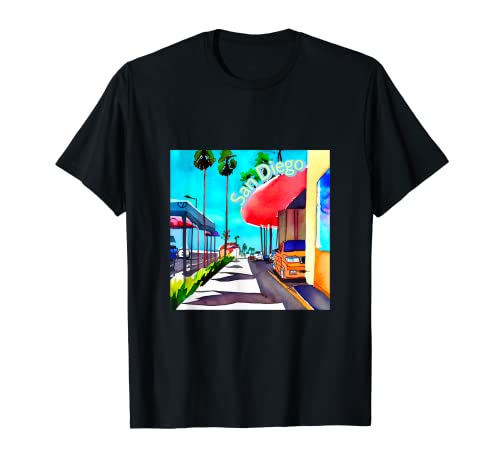 Ai12 Studio Acuarela Pop Art San Diego Vacaciones Coloridas Camiseta
