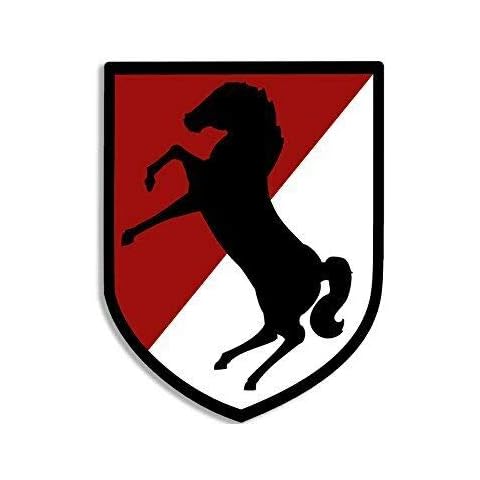 JR Studio 3x4 inch 11th Armored Cavalry Regiment Shield Sticker (Black Horse SSI Army) Vinyl Decal Sticker Car Waterproof Car Decal Bumper Sticker Cover
