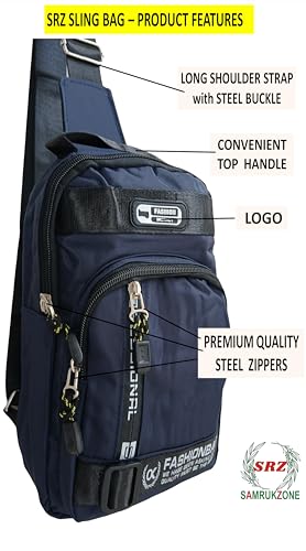 Image of SRZ Crossbody Sling Bag | Water Resistant | Glossy Vibrant Colours | Chest Bag Waist Bag | 4 Pockets | Adjustable Shoulder Strap