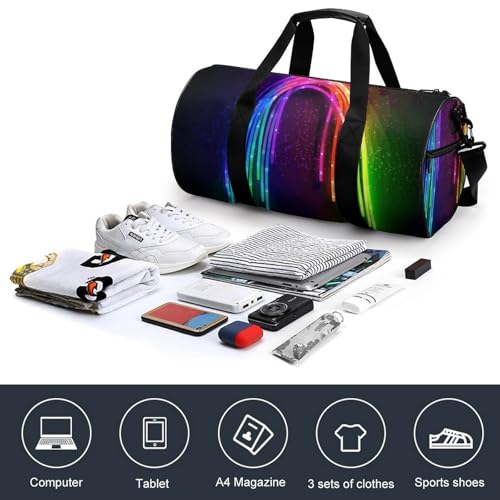 Duffel Bag Rainbow Neon Printed Foldable Gym Bag for Men Women Duffle Bag Lightweight with Inner Pocket for Travel Sports4