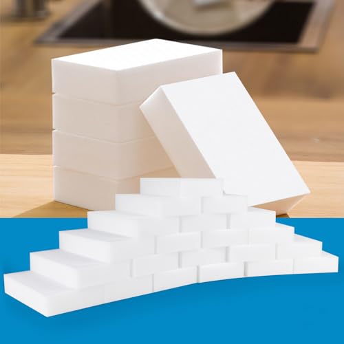 Image of SUBCULTUREPICK 100 Pack Magic Sponge Eraser, Melamine Sponges Foam Pads in Bulk, Multi-Functional Household Cleaning Sponges for Kitchen, Furniture, Bathtub, Bathroom, Wall Cleaner, Shoes Cleaning