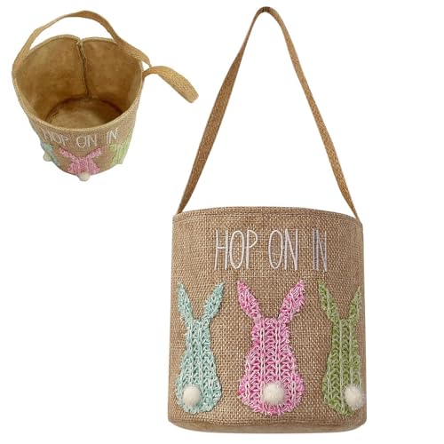 YGCHEN Panier de Pâques pour Enfants Lapin de Pâques Sac Fourre-Tout de Pâques Panier de Chasse Oeufs de Pâques Paniers-Cadeaux de Pâques Sacs en Toile de Jute Fournitures de Fête de Pâques