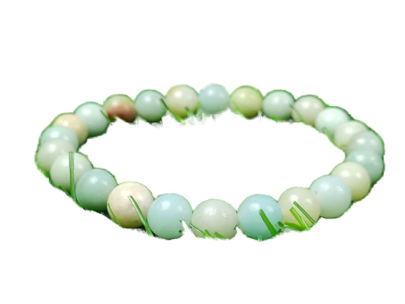 Bracelet en amazonite véritable perles de lithothérapie 8mm bijoux mixtes élastiques 7 pouces