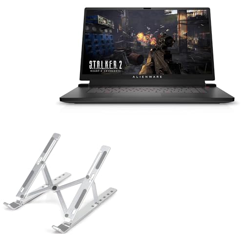 BoxWave Soporte y Montura Compatible con Alienware m17 - Soporte Rápido Compacto Ajustable Plegable Multiángulo - Plata Metálica