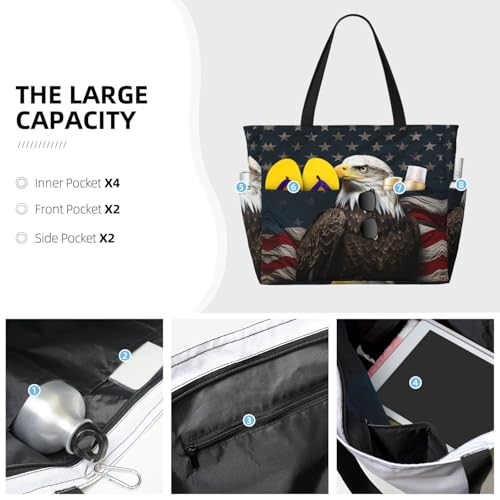 Beach Bag for Women Art colorful Chicken Beach Tote Bag Foldable Pool Bags with Zipper Gym Bags3