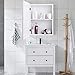 Tangkula Mirrored Bathroom Cabinet, Wall Mount Storage Cabinet with Single Doors, Hanging Medicine Cabinet for Bathroom (White)