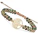Produktbild BENAVA Damen Yoga Armband Jaspis Edelstein Perlen mit Lebensbaum Anhänger Grün | Edelstein Armband Meditation | 16-24 cm