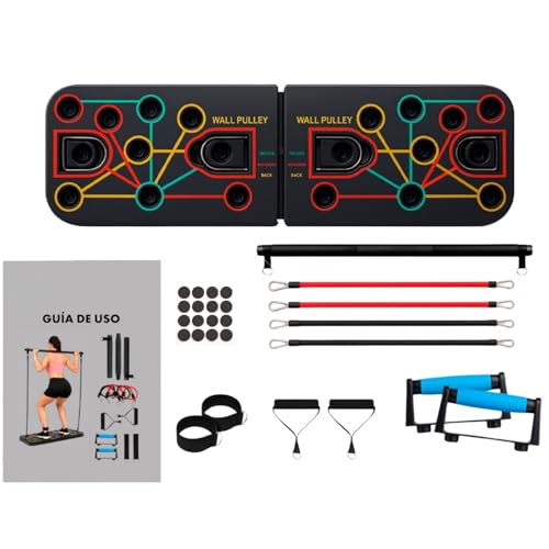 Tabla de Ejercicio en Casa - Tabla de Flexiones Calistenia Gym en Casa - Flexiones Push Up Abdominales Pilates - Ejercicio Multifuncional - Incluye Guia Ejercicios Instrucciones y Rutinas en Español