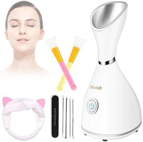 Portable Facial Steamer Nano Face Steamer Warm Mist Home Skin Spa Steamers for Sinuses Acne Pores Cleanse Blackhead Remover Kit Mask Brush