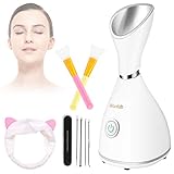 Portable Nano Ionic Facial Steamer Warm Mist Face Cleaner Home Skin Spa Steamers for Sinuses Acne Pores Cleanse Blackhead Remover Kit Mask Brush