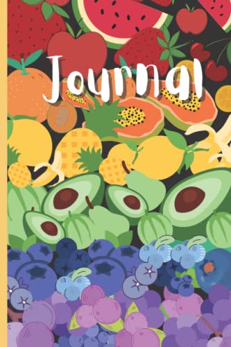 Hiccups Scribbles Dot Grid Journal Notebook, 6 x 9 inches grid paper, 120 cream-colored, dot grid pages for bullet journaling (Rainbow of Fruits)