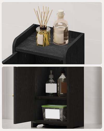 Hzuaneri Bathroom Storage Cabinet, Small Corner Floor Cabinet with 2 Doors and Adjustable Shelf, Narrow Toilet Paper Cabinets, Bathroom Organizer for Small Spaces, 7.9" D x 9.8" W x 29.5" H Black