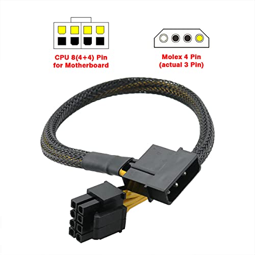 Adaptador de energía Molex Male a CPU 8(4+4) Pin 30cm miniatura 3