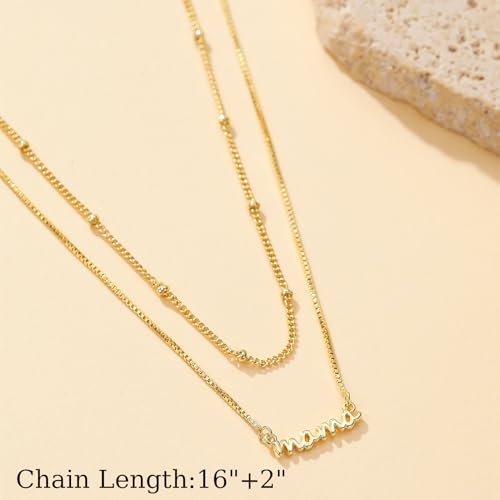 PRETOLE Mama Necklaces for Women, New Mom Necklaces for Women Adjustable Mama Layered Necklaces Hypoallergenic Thin Stacked Necklace for Mother's Day Birthday Gift3