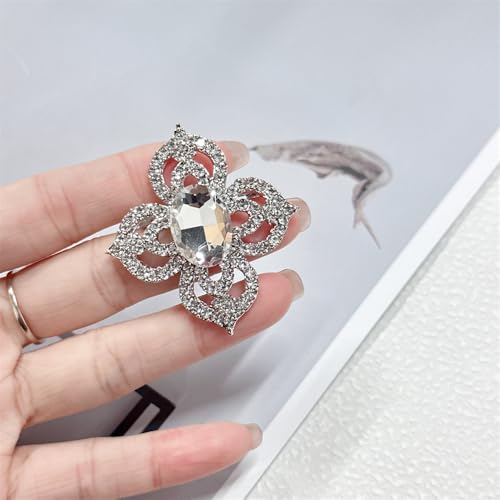 Image of Antique Crystal Brooch Pin for Women Men Vintage Rhinestone Art Deco Flower Clover Boho Victorian Brooches Lapel Pins Elegant Dress Accessories Wedding Birthday Jewelry