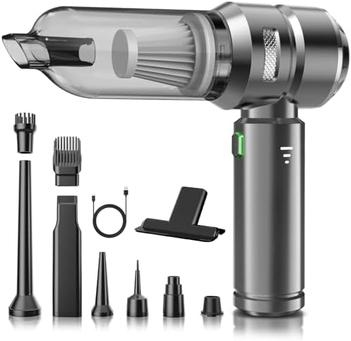 Aspirador de Mano, 22000Pa Aspirador de Mano de la Batería, de 3 Velocidades 8000 RPM Eléctrico con Motor Sin Escobillas, Mini Aspirador, Sin Cable del Coche para la Oficina