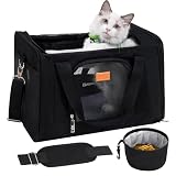 ROYPET Cat Carrier,Portable Pet Carrier Bag for Cats and Small Dogs,Foldable Soft-Sided and Scratch-Proof mesh Cat Bag Pet Carriers,Airline Approved Pet Carrier,Pet Travel Carrier Up to 15 Lbs,Black
