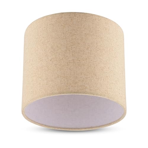 REV Abat-jour rond au look moderne - lin de haute qualité, diamètre 20 cm - abat-jour de rechange pour suspension et lampe de table, douille E27, taupe
