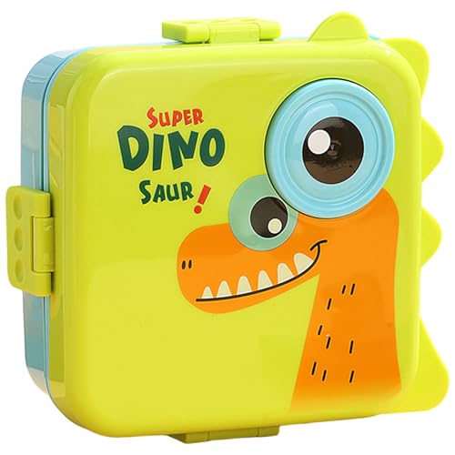 Fiambrera para niños pequeños Contenedores para lonchera con compartimentos Recipientes para alimentos a prueba de fugas con taza de y cuchara Apto para microondas para la escuela Niños verdes