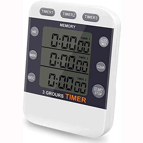 Minuteur de Cuisine Triple minuteur Alarme puissante et Compte à rebours pour devoirs entraînements la Cuisson (Color : White) Cover