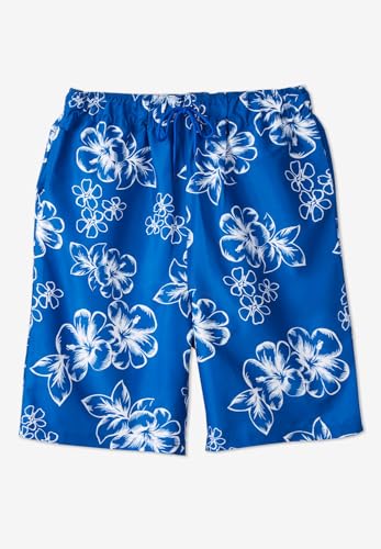 KingSize Men's Big & Tall Hibiscus Print 8" Swim Trunks3