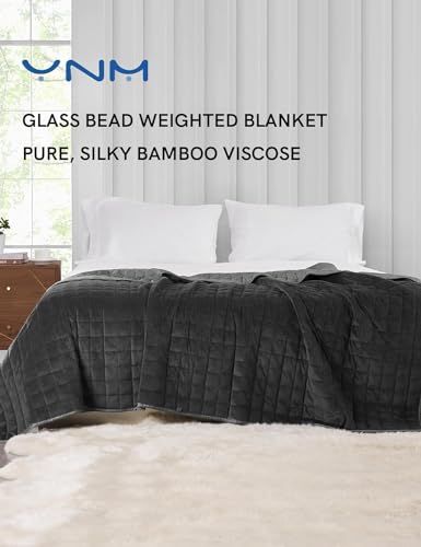 Image of YnM Cooling Weighted Blanket for Adults, Cooling & Cozy Velvet Dual-Sided, 30lbs Heavy Bed Throw for Couple, Four Seasons Use (88x104 Inches, Queen or King Bed, Dark /Light Gre)