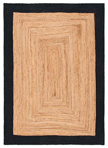 Tapete decorativo SAFAVIEH 4' x 6' Natural y negro miniatura 3
