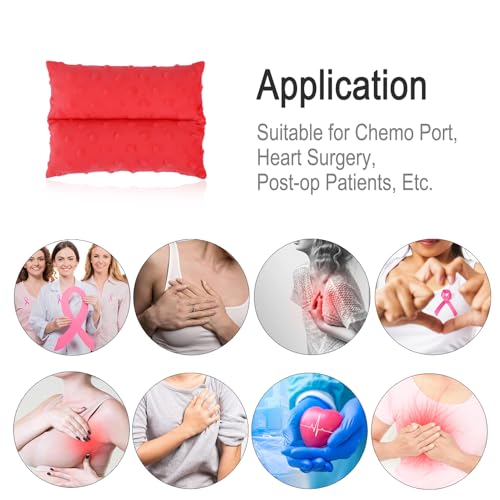 Image of Little Port Pillow Heart Surgery Pillows for Chemo Port After Open Heart Surgery Recovery Gifts Bypass Pacemaker Must Haves Protector Cushion Minky Dot Red
