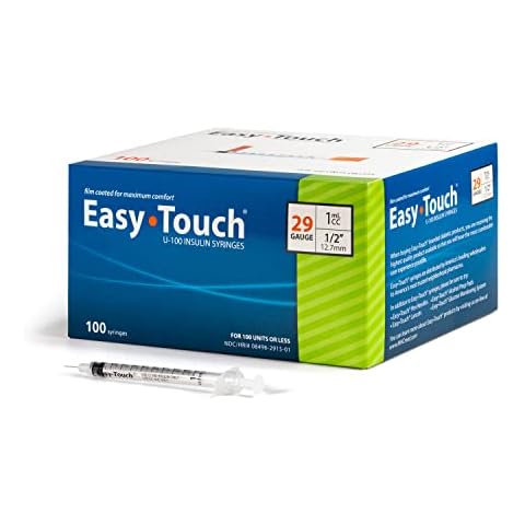 EasyTouch U-100 Insulin Syringe with Needle, 29G 1cc 1/2-Inch (12.7mm), Box of 100 Cover