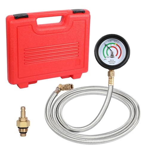 Exhaust Back Pressure Tester Kit with 6FT Stainless Steel Hose Professional Diesel Automotive Exhaust Back Pressure Gauge with Quick Connector M12 & M18 Adapters for Trucks SUVs Vans etc.