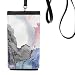 Watercolor Ink Shading Phone Wallet Purse Hanging Mobile Pouch Black Pocket