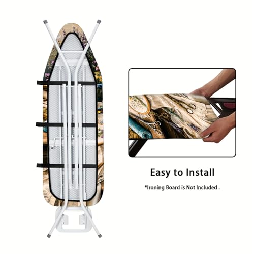 Image of Nuxovilar Lavender Embroidery Ironing Board Cover 15x54 Polyester | Iron Pad Scorch Guard laundry helper protective board shield home laundry room craft studio (Lavender Supplies)